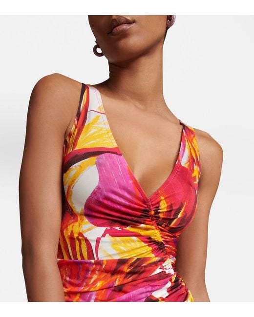 Louisa Ballou Pink Summer Solstice Wrap-effect Ruched Printed Stretch-jersey Mini Dress