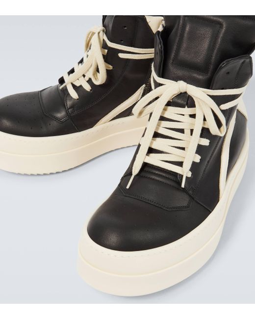 Rick Owens Black Leather High-top Platform Sneakers for men