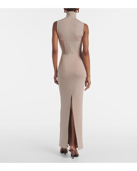 Nensi Dojaka White Gwyneth Knitted Corset Maxi Dress