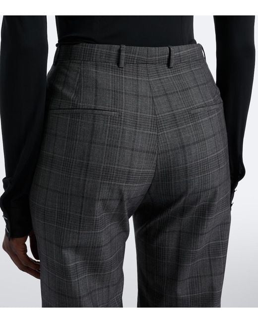 Gucci Gray Checked Wool Straight Pants