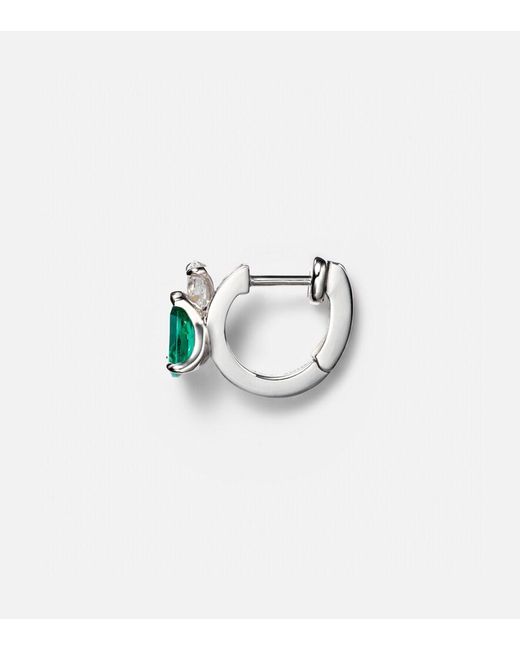 Repossi White Serti Sur Vide 18Kt Single Earring With Diamonds And Emerald