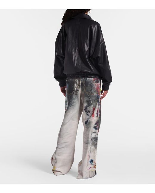 Acne Black Logo Leather Jacket