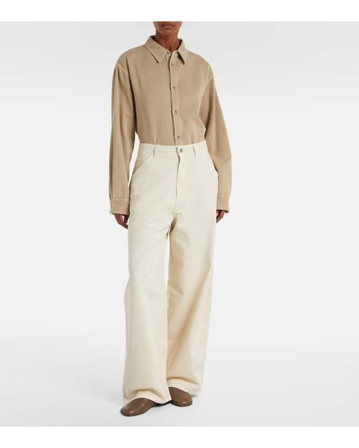 Lemaire White High-Rise Wide-Leg Jeans