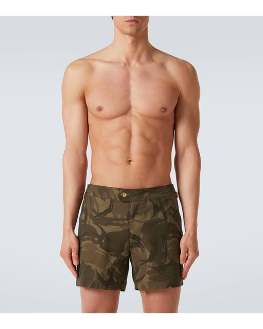 Tom Ford Brown Camouflage Swim Trunks for men