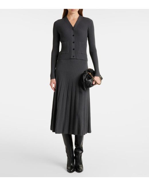 Jupe Midi En Maille De Laine Joseph en coloris Gray
