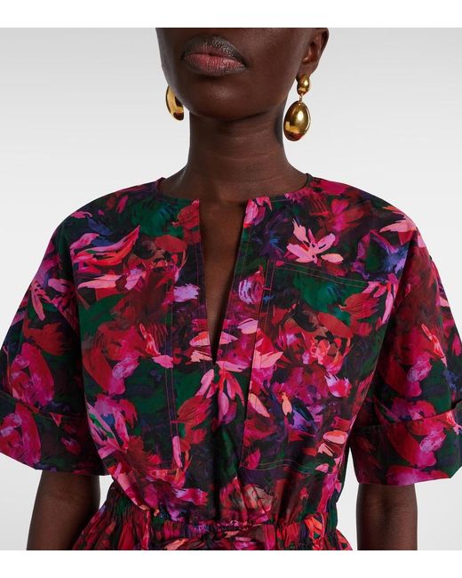 Ulla Johnson Red Nadira Floral Cotton Minidress