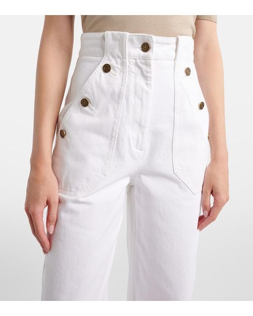 Max Mara White High-Rise Wide-Leg Jeans