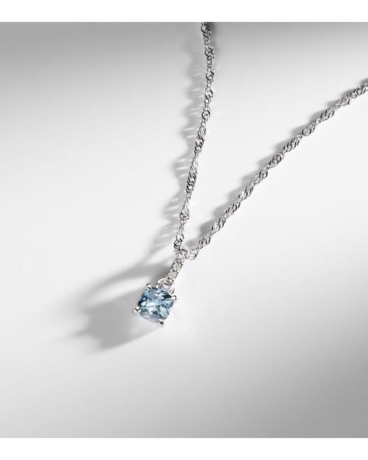 STONE AND STRAND White Le Bleu 14Kt Necklace With Diamonds And Aquamarine