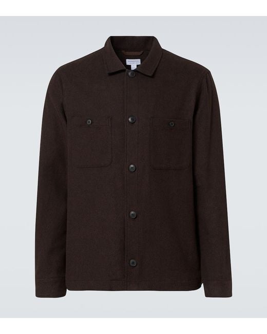 Sunspel Hemdjacke Aus Baumwolle in Black für Herren