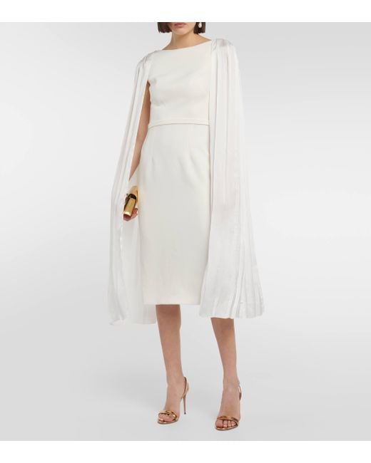 Safiyaa White Essiah Crepe And Satin Midi Dress