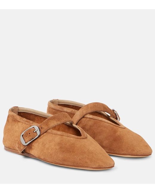 Le Monde Beryl Stella Suede Mary Jane Flats in Brown | Lyst