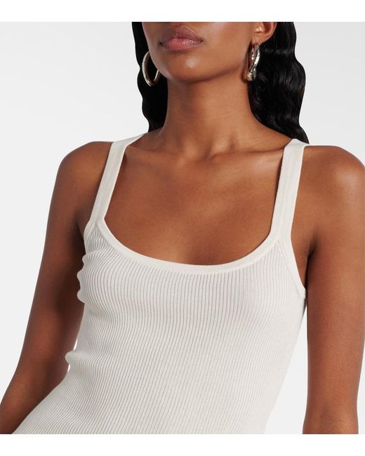 Max Mara White Helier Ribbed-Knit Cotton-Blend Tank Top