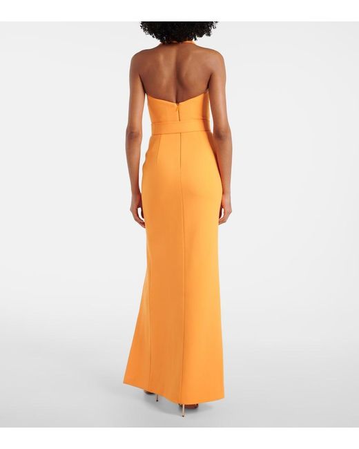 Rebecca Vallance Metallic Belted Halterneck Crepe Maxi Dress