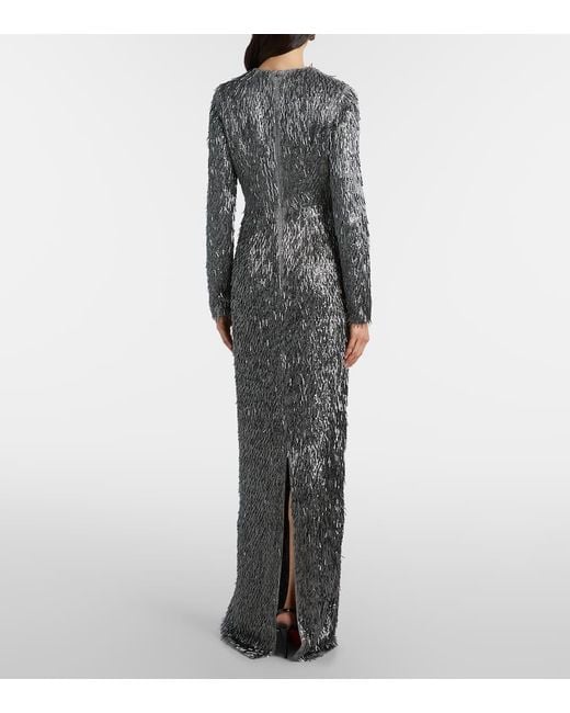 Erdem Gray Maxikleid Mit Pailletten