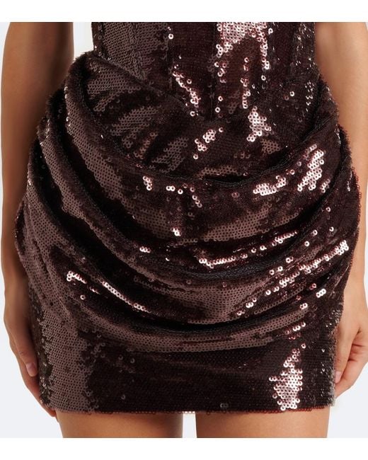 The New Arrivals Ilkyaz Ozel Black Sequined Draped Corset Dress