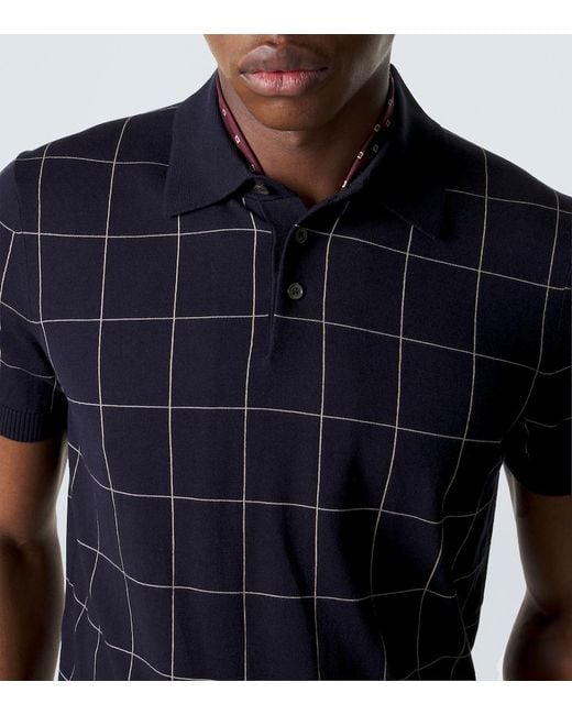 Dunhill Blue Colorblocked Cotton And Silk Sweater for men