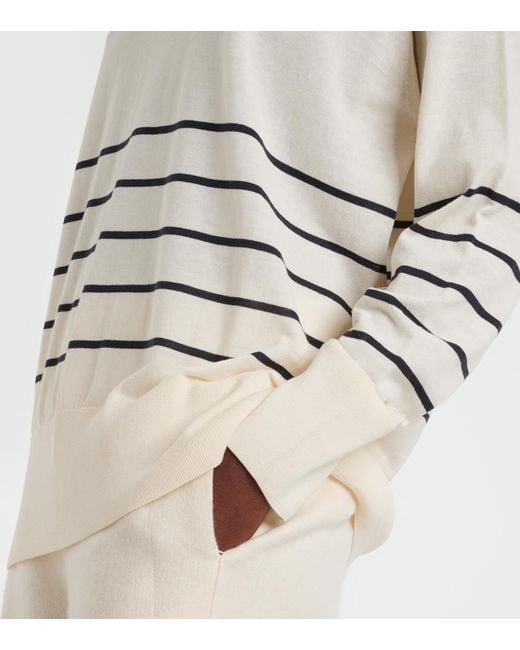 Max Mara White Levante Striped Cotton And Silk Sweater