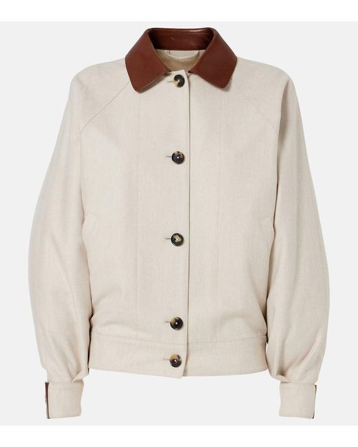 Loro Piana Natural Kiefer Wool And Cashmere Bomber Jacket