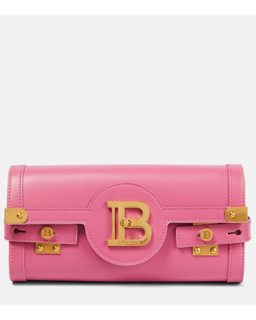Balmain B-buzz 22 Small Leather Crossbody Bag in Pink | Lyst