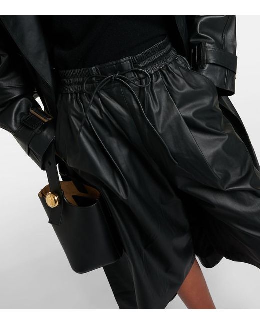 Yves Salomon Black Leather Bermuda Shorts