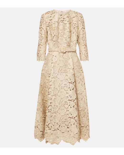 Oscar de la Renta Yellow Guipure Lace Cocktail Dress