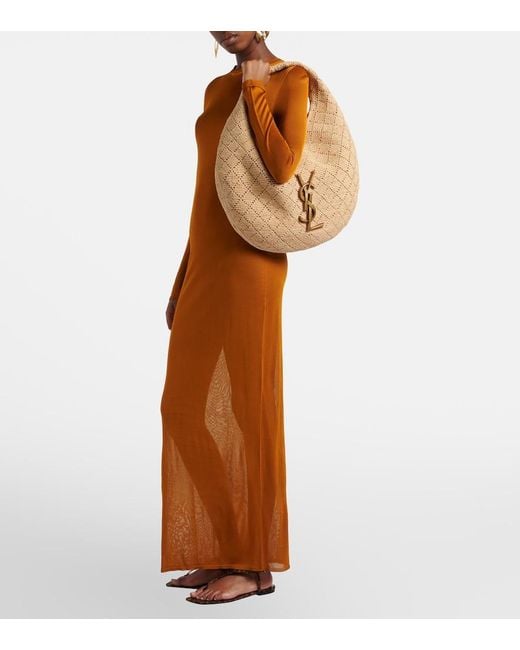 Saint Laurent Natural Icare Medium Raffia Shoulder Bag
