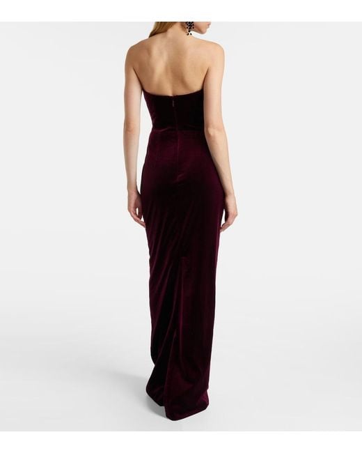 Monique Lhuillier Purple Strapless Velvet Gown