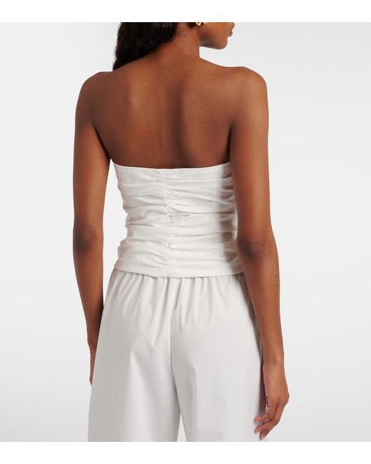 Jonathan Simkhai White Cornelia Cutout Ruched Cotton-Blend Top