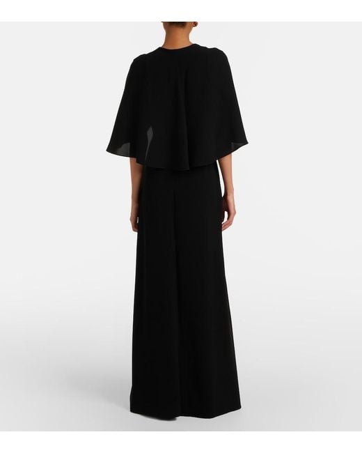 Max Mara Black Elegante Caped Cady Gown