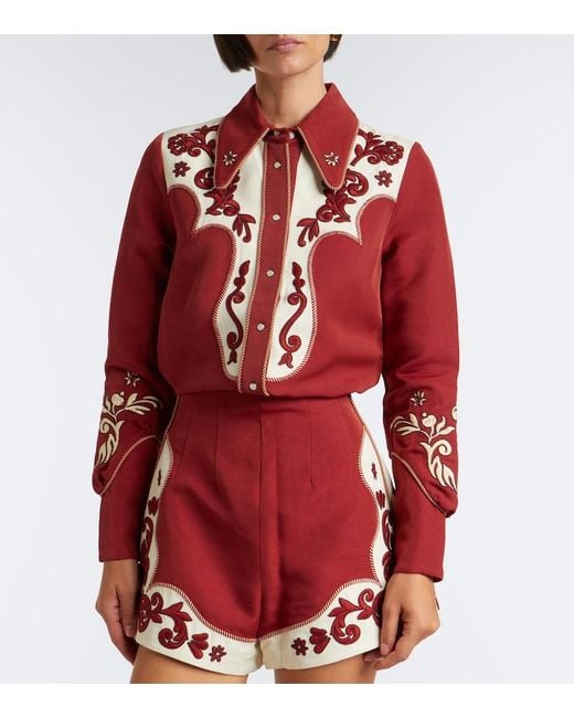 ALÉMAIS Duke Embroidered Wool-Blend Shirt