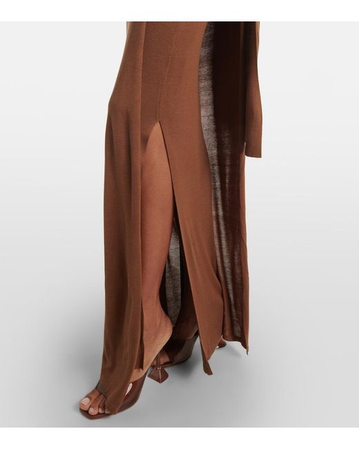 AYA MUSE Brown Nou Draped Silk-Blend Maxi Dress