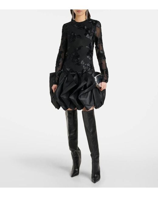 Robe Brodee En Satin A Fleurs ROTATE BIRGER CHRISTENSEN en coloris Black