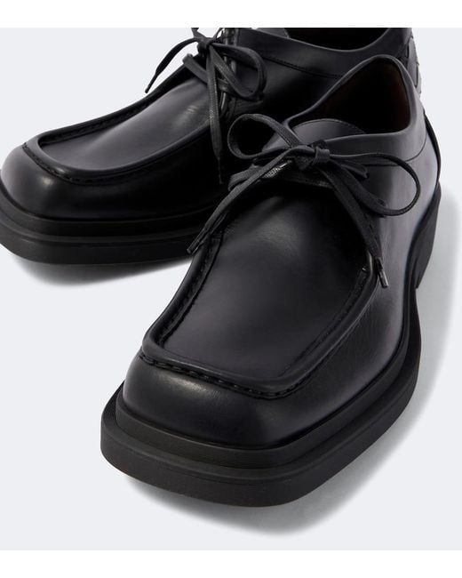 Bottega Veneta Black Ben Intrecciato Leather Derby Shoes for men