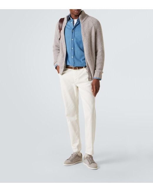Brunello Cucinelli Gray Cashmere And Silk Cardigan for men