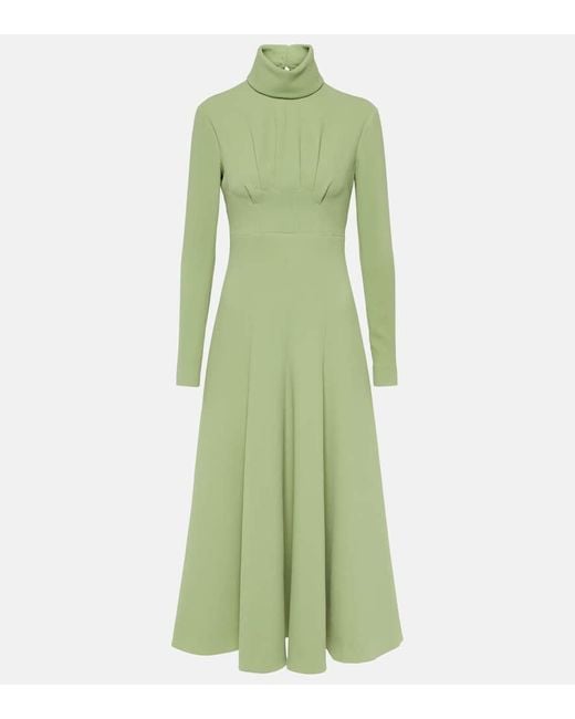 Emilia Wickstead Green Oakley Pleated Crepe Midi Dress