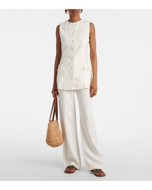 Faithfull The Brand White Jane Linen Vest