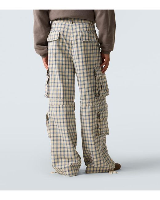 ERL White Checked Cotton Cargo Pants for men