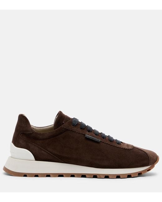 Brunello Cucinelli Brown Monili Suede Sneakers