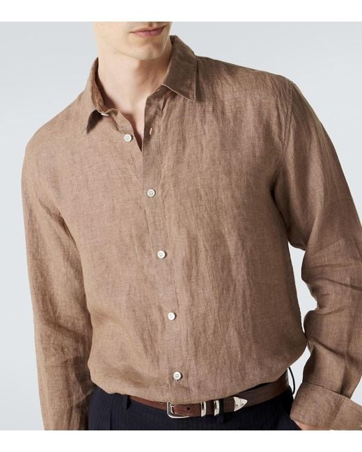 Sunspel Brown Linen Shirt for men