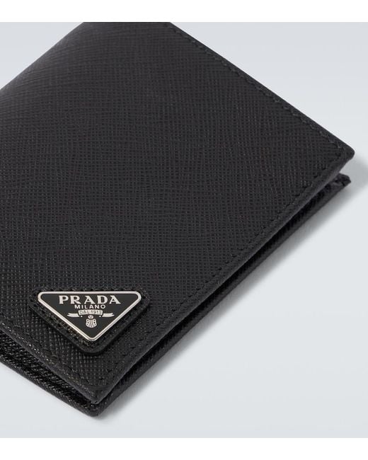 Prada Black Logo Saffiano Leather Wallet for men