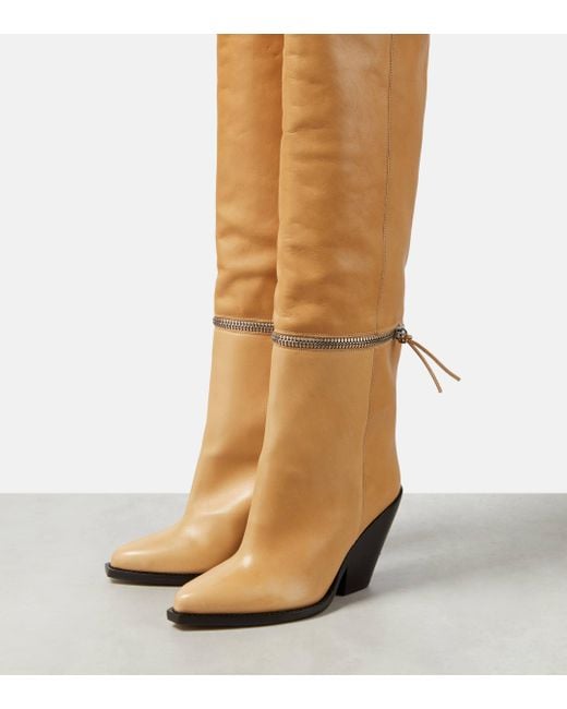 Isabel Marant Brown Lelodie Leather Over The Knee Boots