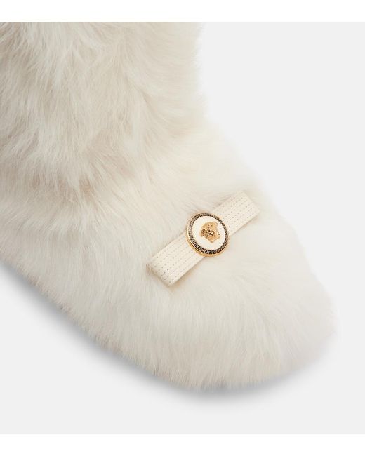 Versace White Shearling Boots