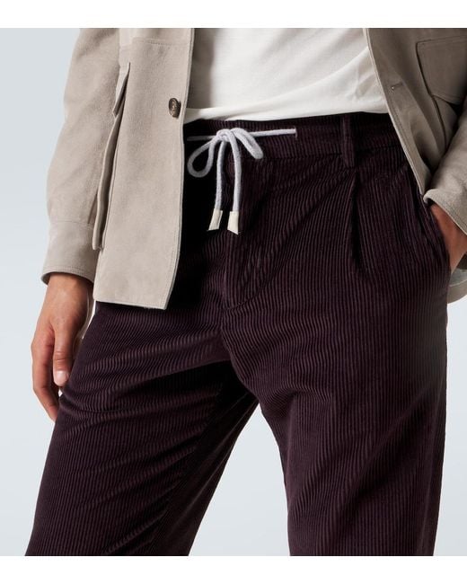 Eleventy Blue Cotton And Cashmere Corduroy Slim Pants for men