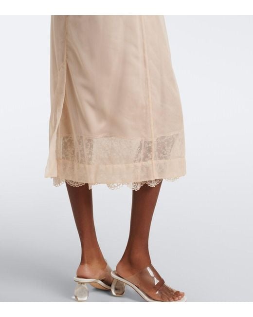 Simone Rocha Red Embellished Floral-Applique Tulle Midi Dress