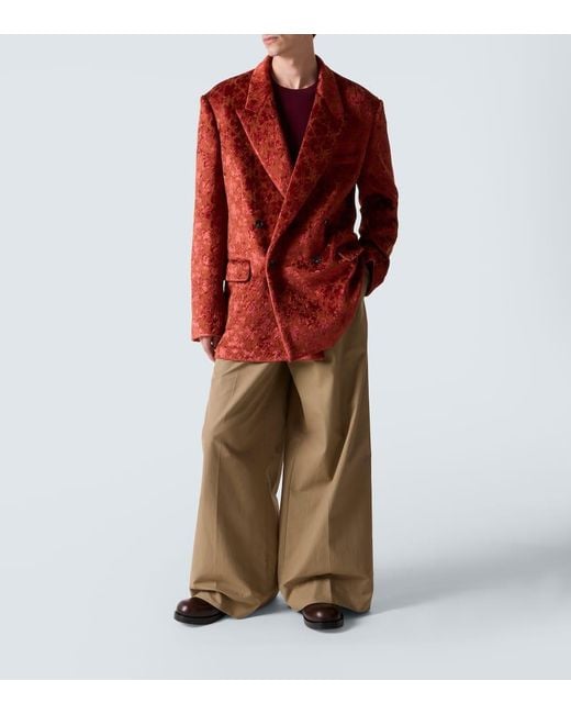 Dries Van Noten Red Double-Breasted Blazer for men