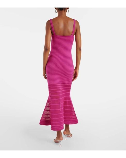 Jonathan Simkhai Pink Vallarie Ribbed-Knit Sheer Midi Dress