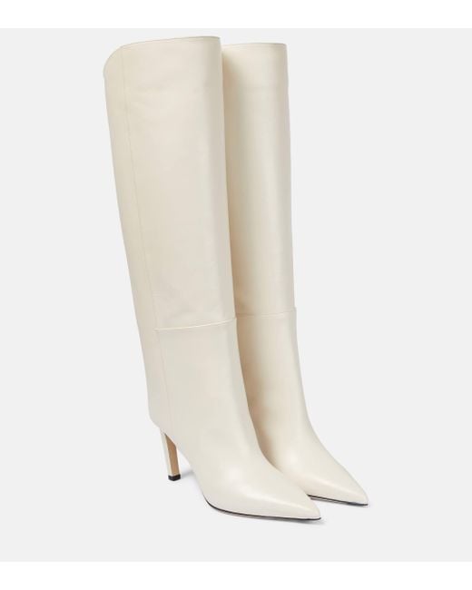 Jimmy Choo White Alizze Leather Knee-high Boots
