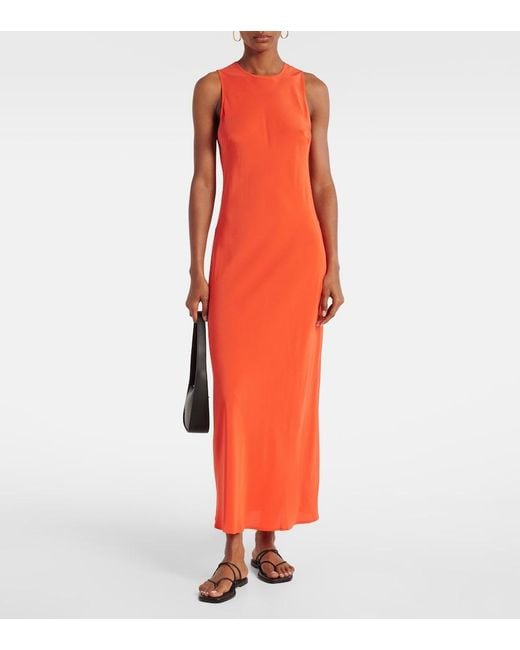 Asceno Orange Valencia Silk Maxi Dress
