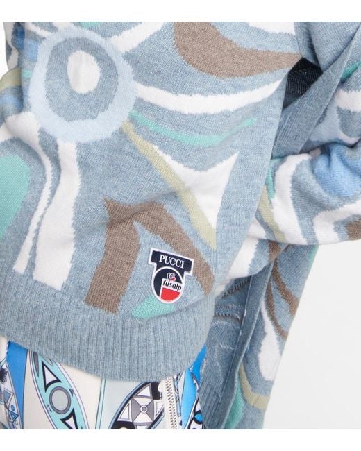Emilio Pucci Blue X Fusalp Intarsia Wool Cardigan