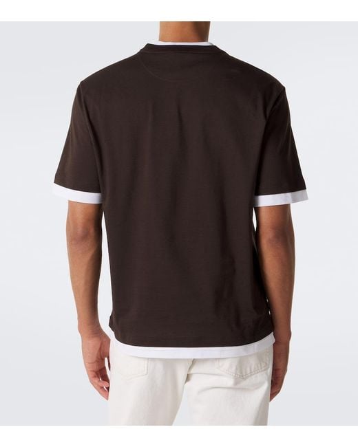 Prada Black Layered Cotton Jersey T-Shirt for men